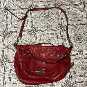 Coach  Kristen Red Leather Handbag Purse .